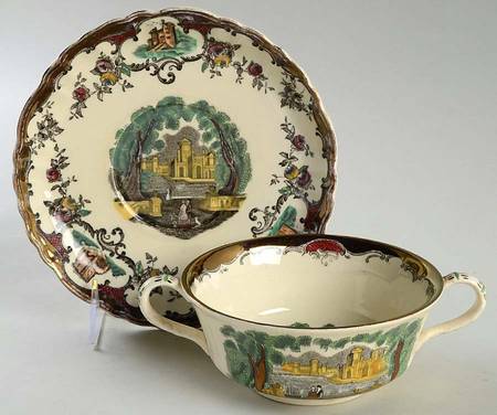 Leeds Flat Cream Soup Bowl & Saucer Set