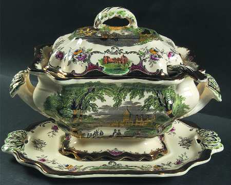 Leeds Tureen & Lid w/Ladle & Underplate