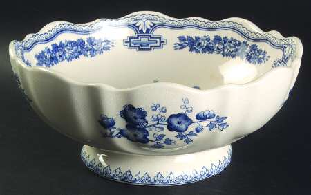Manchu Blue Bruges Footed Salad Bowl