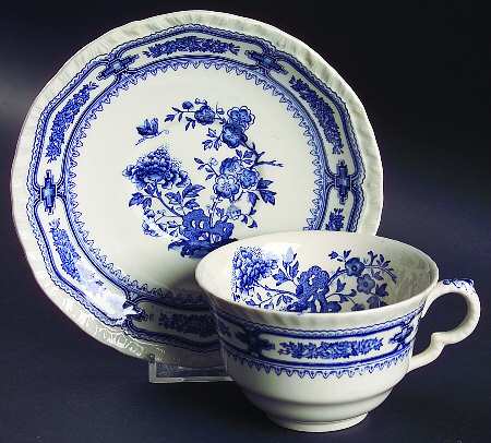 Manchu Blue Flat Cup & Saucer Set