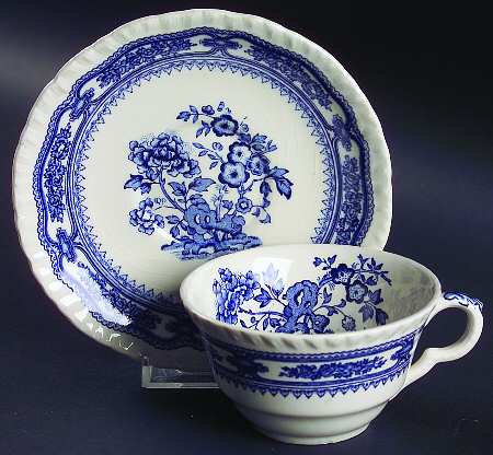 Manchu Blue Flat Cup & Saucer Set