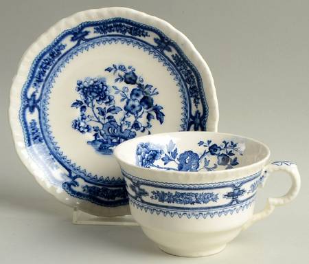 Manchu Blue Flat Cup & Saucer Set