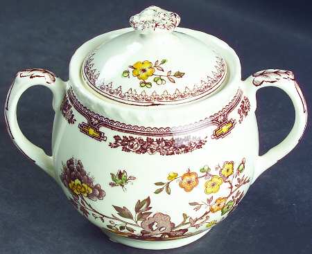 Manchu Brown Multicolor Sugar Bowl & Lid