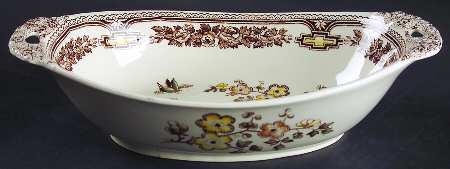 Manchu Brown Multicolor 10" Oval Vegetable Bowl