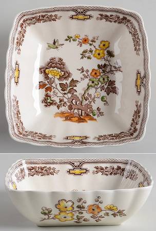 Manchu Brown Multicolor 7" Square Vegetable Bowl