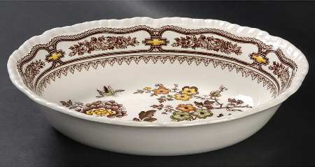 Manchu Brown Multicolor 9" Oval Vegetable Bowl