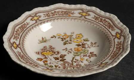 Manchu Brown Multicolor Large Rim Soup Bowl