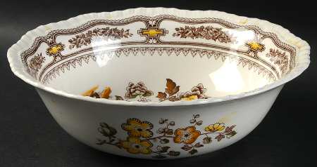 Manchu Brown Multicolor 9" Round Vegetable Bowl