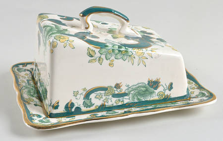 Mandalay Chartreuse (Gold Accent & Trim) Cheese Dish with Lid (Wedge)