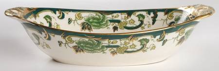 Mandalay Chartreuse (Gold Accent & Trim) 10" Oval Vegetable Bowl