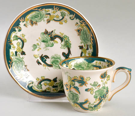 Mandalay Chartreuse (Gold Accent & Trim) Flat Demitasse Cup & Saucer Set