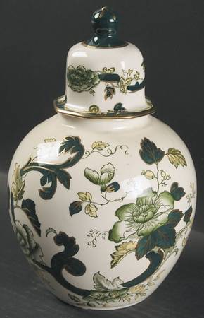Mandalay Chartreuse (Gold Accent & Trim) Medium Prunus Jar & Lid