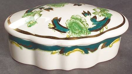 Mandalay Chartreuse (Gold Accent & Trim) Oval Box & Lid