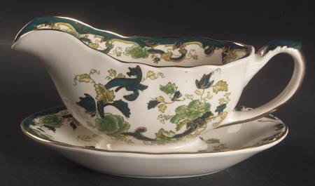 Mandalay Chartreuse (Gold Accent & Trim) Gravy Boat & Underplate