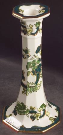 Mandalay Chartreuse (Gold Accent & Trim) 8" Tall Candlestick