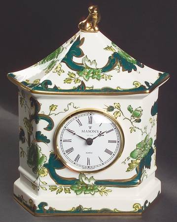 Mandalay Chartreuse (Gold Accent & Trim) Pagoda Clock
