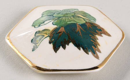 Mandalay Chartreuse (Gold Accent & Trim) Miniature Hexagonal Box, Lid Only