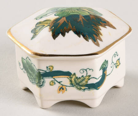Mandalay Chartreuse (Gold Accent & Trim) Miniature Hexagonal Box with Lid