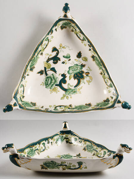 Mandalay Chartreuse (Gold Accent & Trim) Triangular Vegetable Bowl