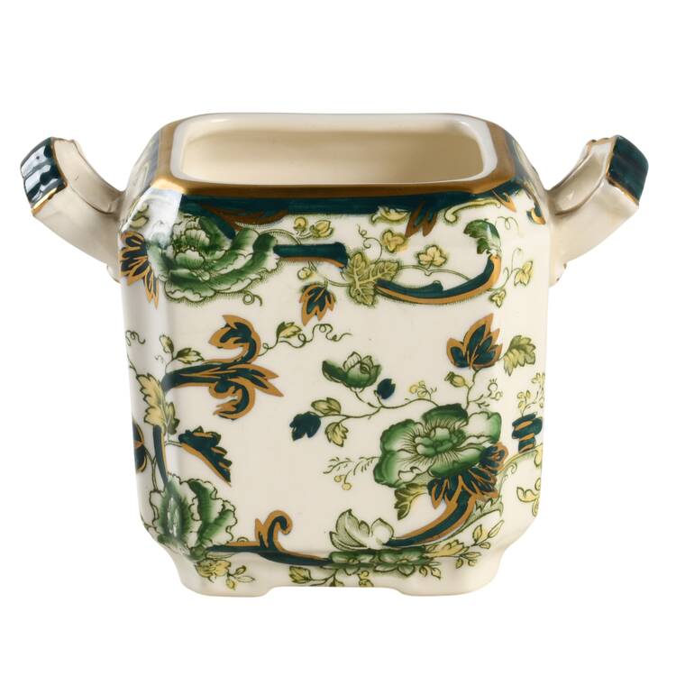 Mandalay Chartreuse (Gold Accent & Trim) Square Sugar Bowl No Lid