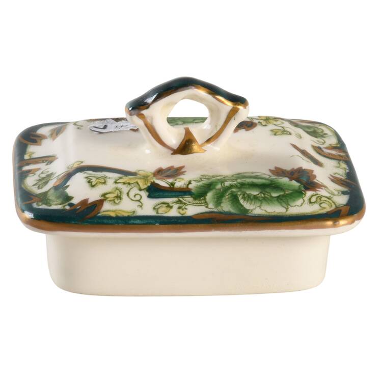 Mandalay Chartreuse (Gold Accent & Trim) Lid for Square Sugar Bowl