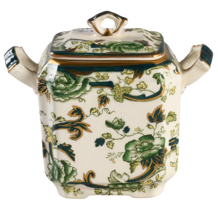 Mandalay Chartreuse (Gold Accent & Trim) Square Sugar Bowl & Lid