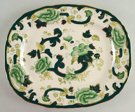 Mandalay Chartreuse (Gold Accent & Trim) 13" Oval Serving Platter