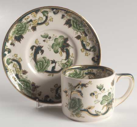 Mandalay Chartreuse (Gold Accent & Trim) Flat Cup & Saucer Set