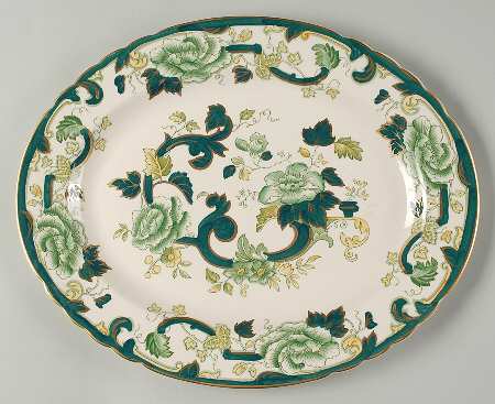 Mandalay Chartreuse (Gold Accent & Trim) 15" Oval Serving Platter