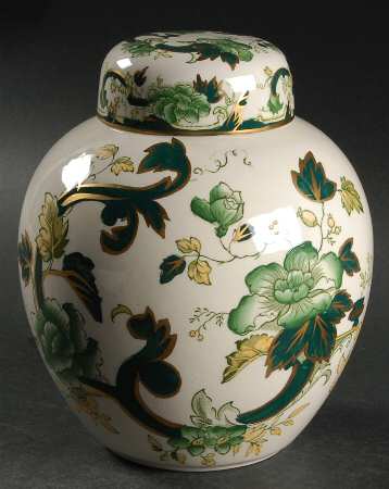 Mandalay Chartreuse (Gold Accent & Trim) Medium Ginger Jar & Lid