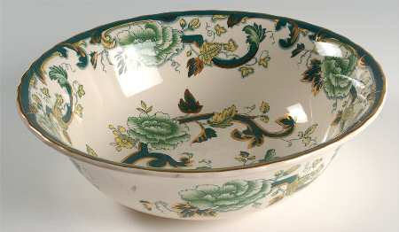 Mandalay Chartreuse (Gold Accent & Trim) 9" Round Vegetable Bowl