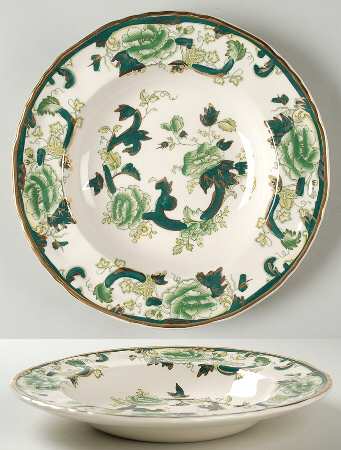 Mandalay Chartreuse (Gold Accent & Trim) Rim Soup Bowl