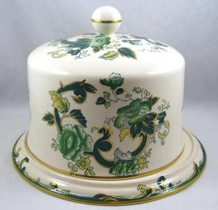Mandalay Chartreuse (Gold Accent & Trim) Large Covered Cake Plate
