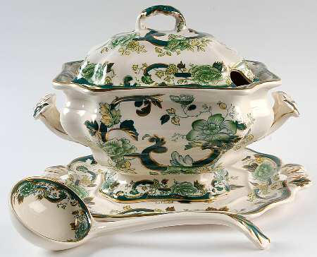 Mandalay Chartreuse (Gold Accent & Trim) Small Bedford Tureen W/Ladle & Underplate