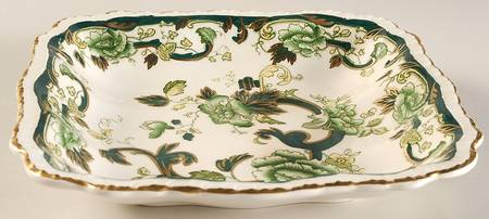 Mandalay Chartreuse (Gold Accent & Trim) Square Gadroon Dessert Bowl