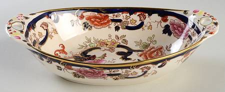 Mandalay Blue Multicolor 10" Oval Handled Bowl
