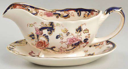 Mandalay Blue Multicolor Gravy Boat & Underplate