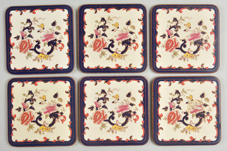 Mandalay Blue Multicolor Plastic and Cork Coaster Set - 6 Piece