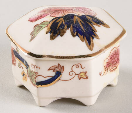 Mandalay Blue Multicolor Miniature Hexagonal Box with Lid