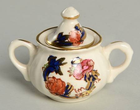 Mandalay Blue Multicolor Miniature Sugar Bowl & Lid