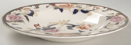 Mandalay Blue Multicolor Rim Soup Bowl