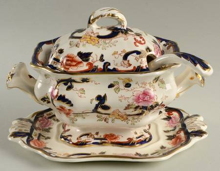 Mandalay Blue Multicolor Sauce Boat & Lid & Underplate & Ladle