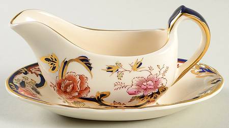 Mandalay Blue Multicolor Individual Gravy Boat & Plate