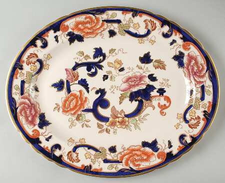 Mandalay Blue Multicolor 15" Oval Serving Platter