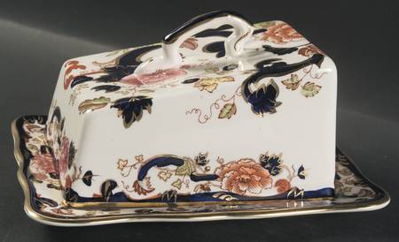Mandalay Blue Multicolor Cheese Dish with Lid (Wedge)