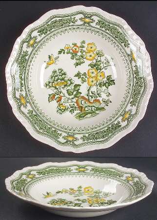Manchu Green Multicolor Large Rim Soup Bowl