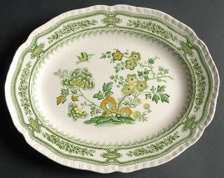 Manchu Green Multicolor 11" Oval Serving Platter
