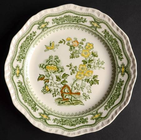 Manchu Green Multicolor Luncheon Plate