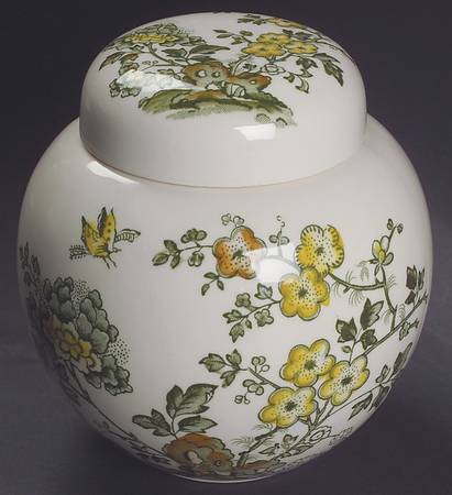 Manchu Green Multicolor Small Prunus Jar & Lid
