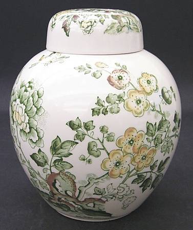 Manchu Green Multicolor Large Prunus Jar & Lid